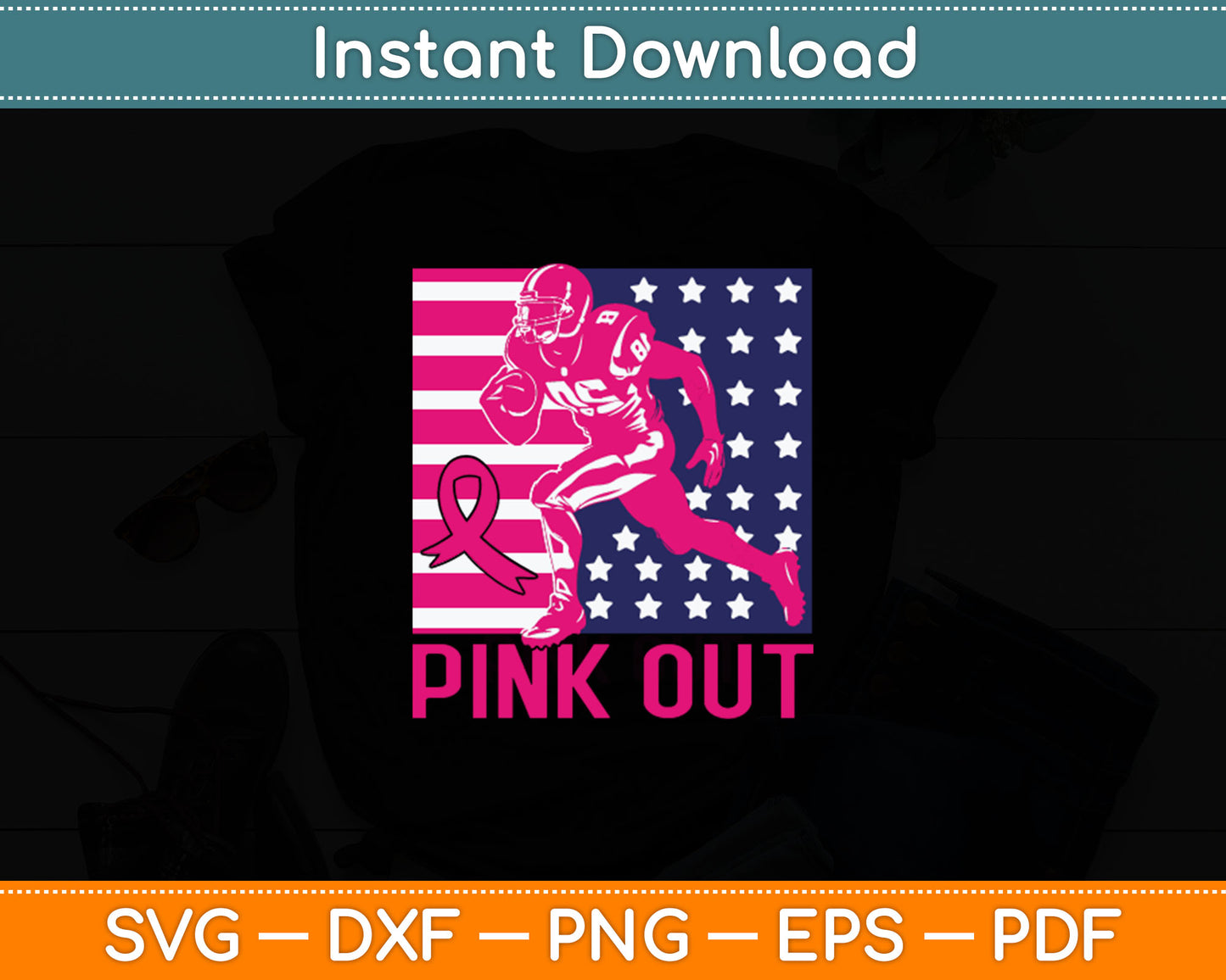 Pink Out Football Breast Cancer Tackle Breast Cancer Svg Digital Cutting File