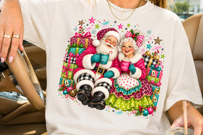 Pink Santa Mrs Claus Christmas PNG Sublimation Design