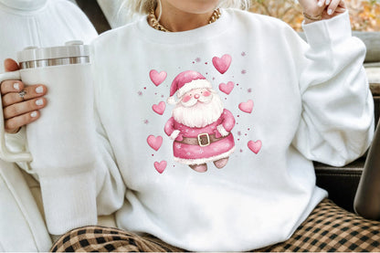 Pink Trendy Christmas Santa Clipart Cute Holiday PNG Bundle
