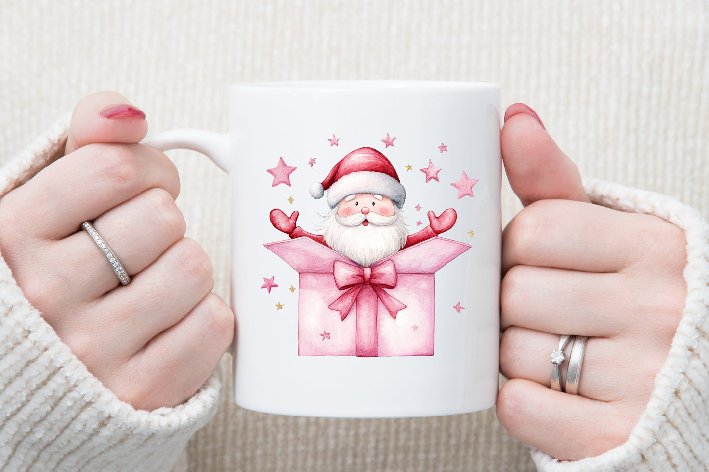 Pink Trendy Christmas Santa Clipart Cute Holiday PNG Bundle
