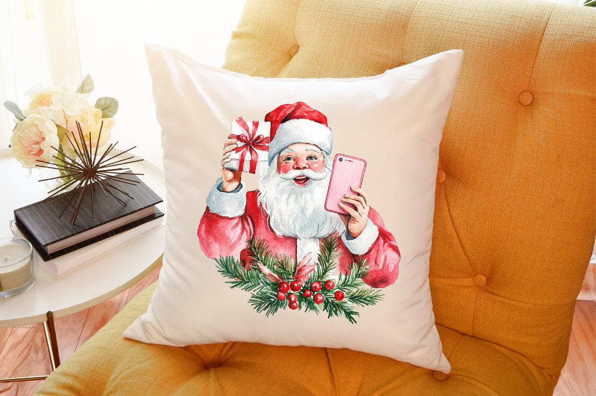 Pink Trendy Christmas Santa Clipart Cute Holiday PNG Bundle