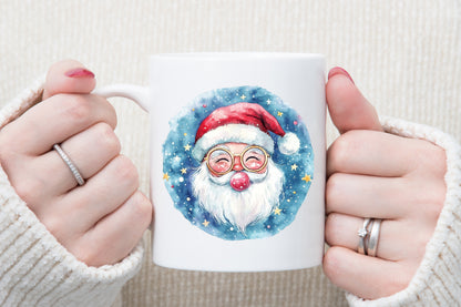 Pink Trendy Christmas Santa Watercolor Clipart Holiday PNG Bundle