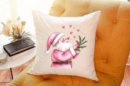 Pink Trendy Christmas Santa Watercolor Clipart Holiday PNG Bundle