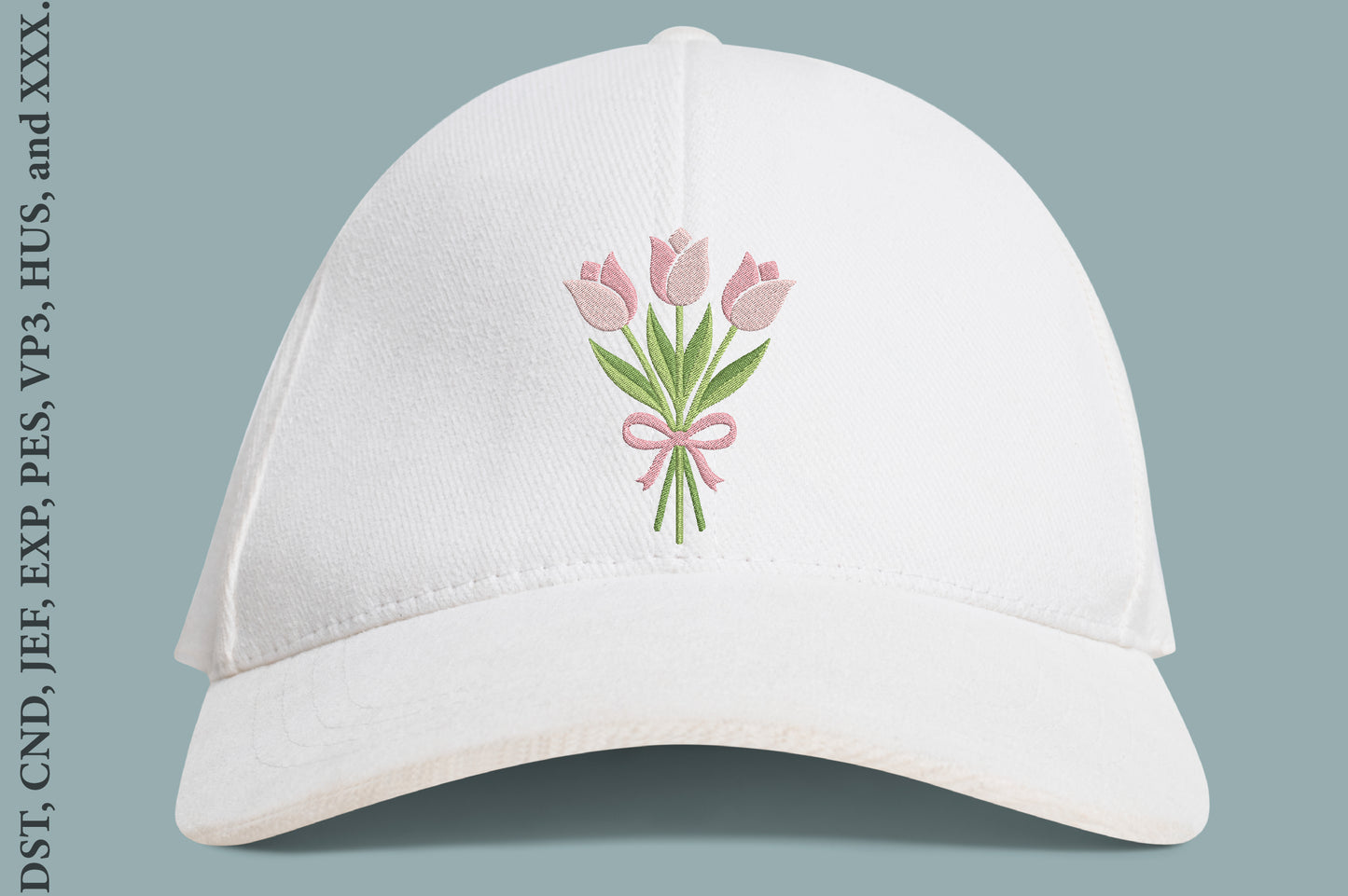 Pink Tulip Flower Embroidery Design – Beautiful Pink Tulip Machine Embroidery Pattern, Elegant Floral Botanical Embroidery Design