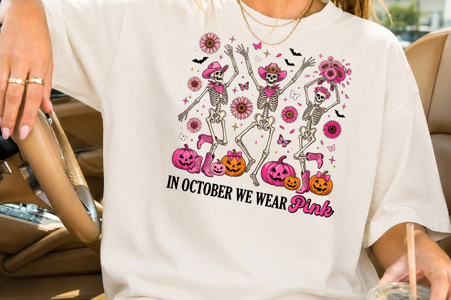 Pink Western Skeleton Halloween Sublimation PNG