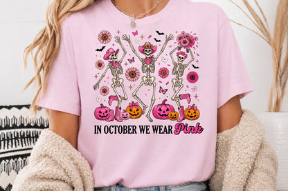 Pink Western Skeleton Halloween Sublimation PNG