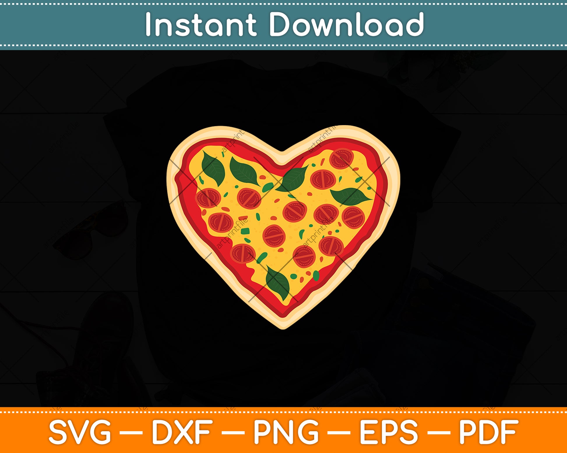 Pizza Heart Svg Digital Cutting File