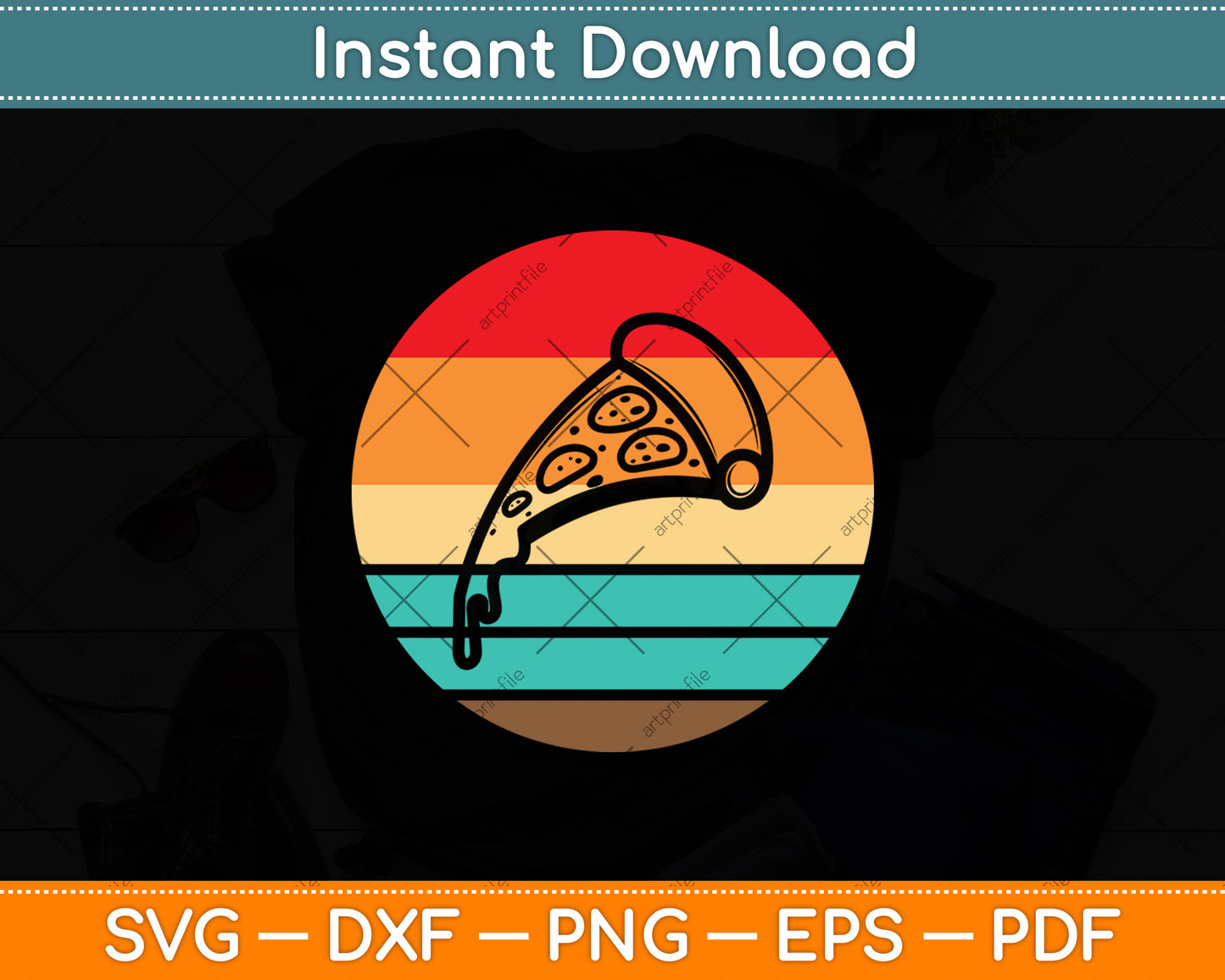 Pizza Vintage Retro Style Svg Digital Cutting File
