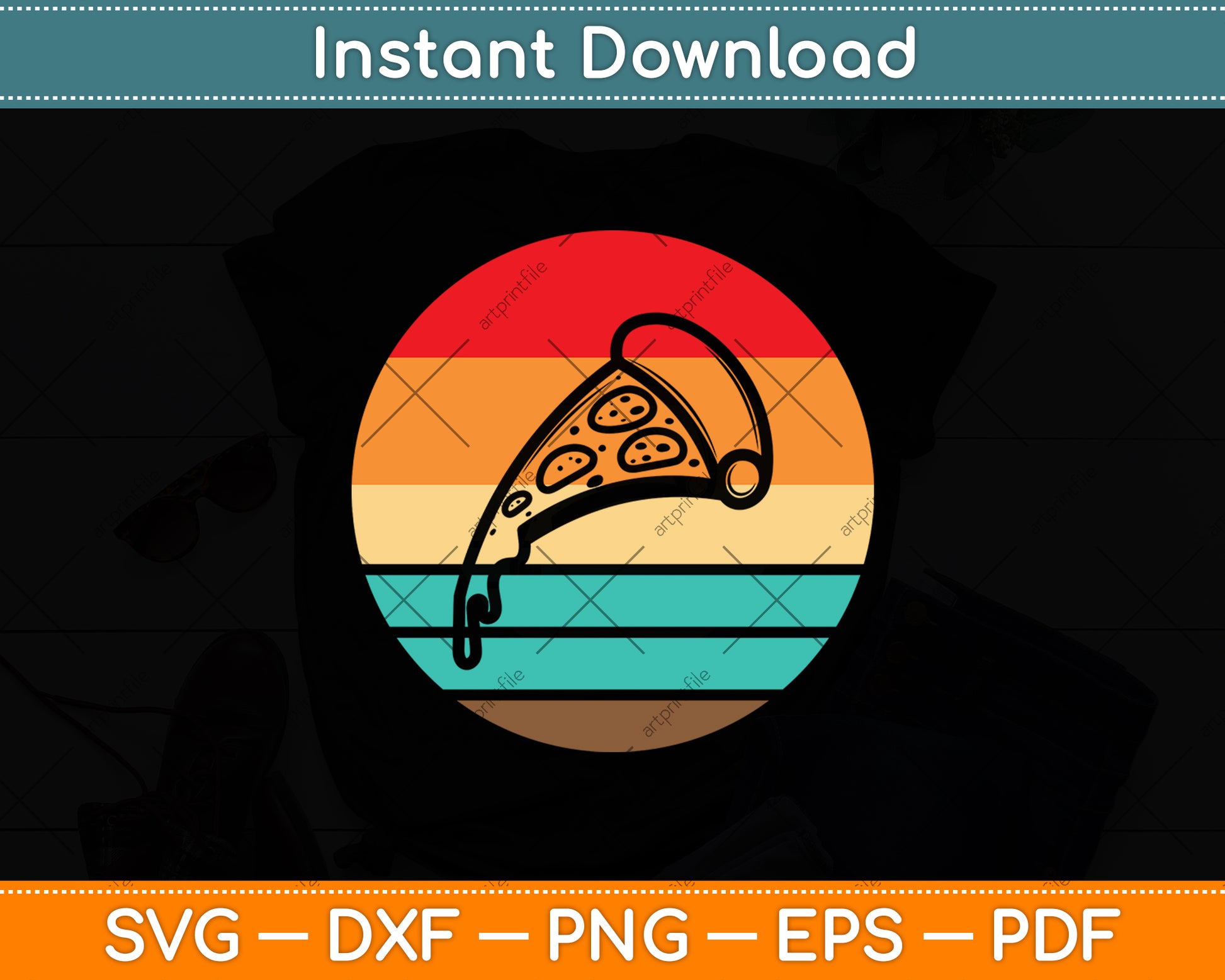 Pizza Vintage Retro Style Svg Digital Cutting File