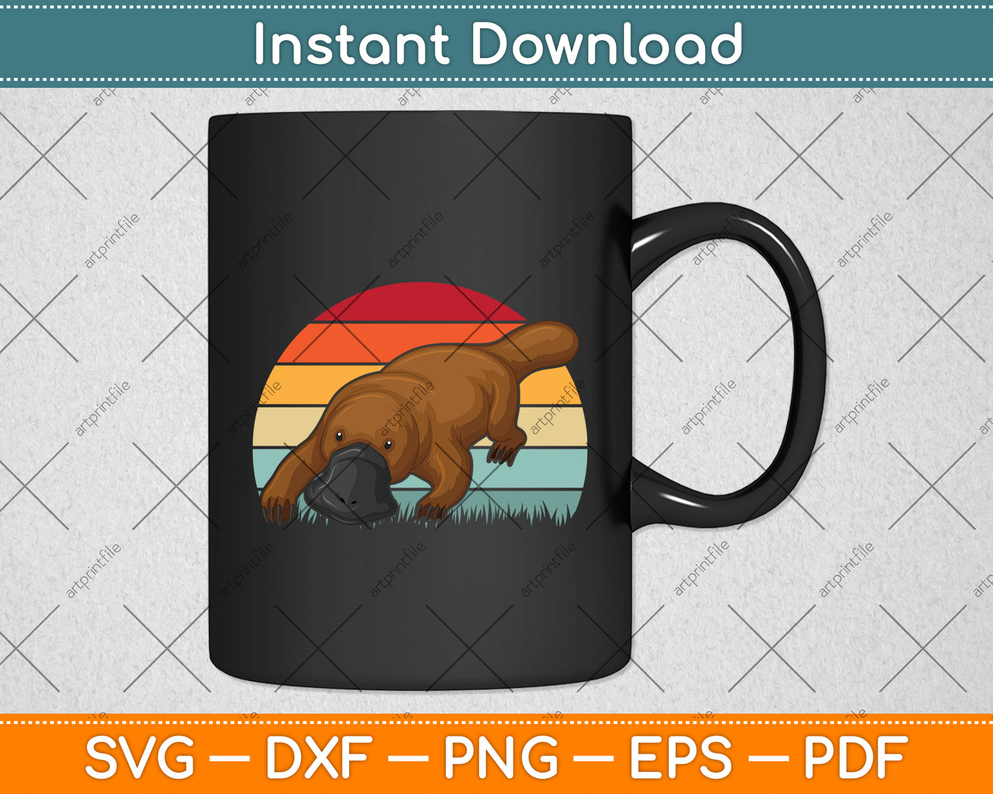 Platypus Awesome Vintage Retro Svg Png Dxf Digital Cutting File