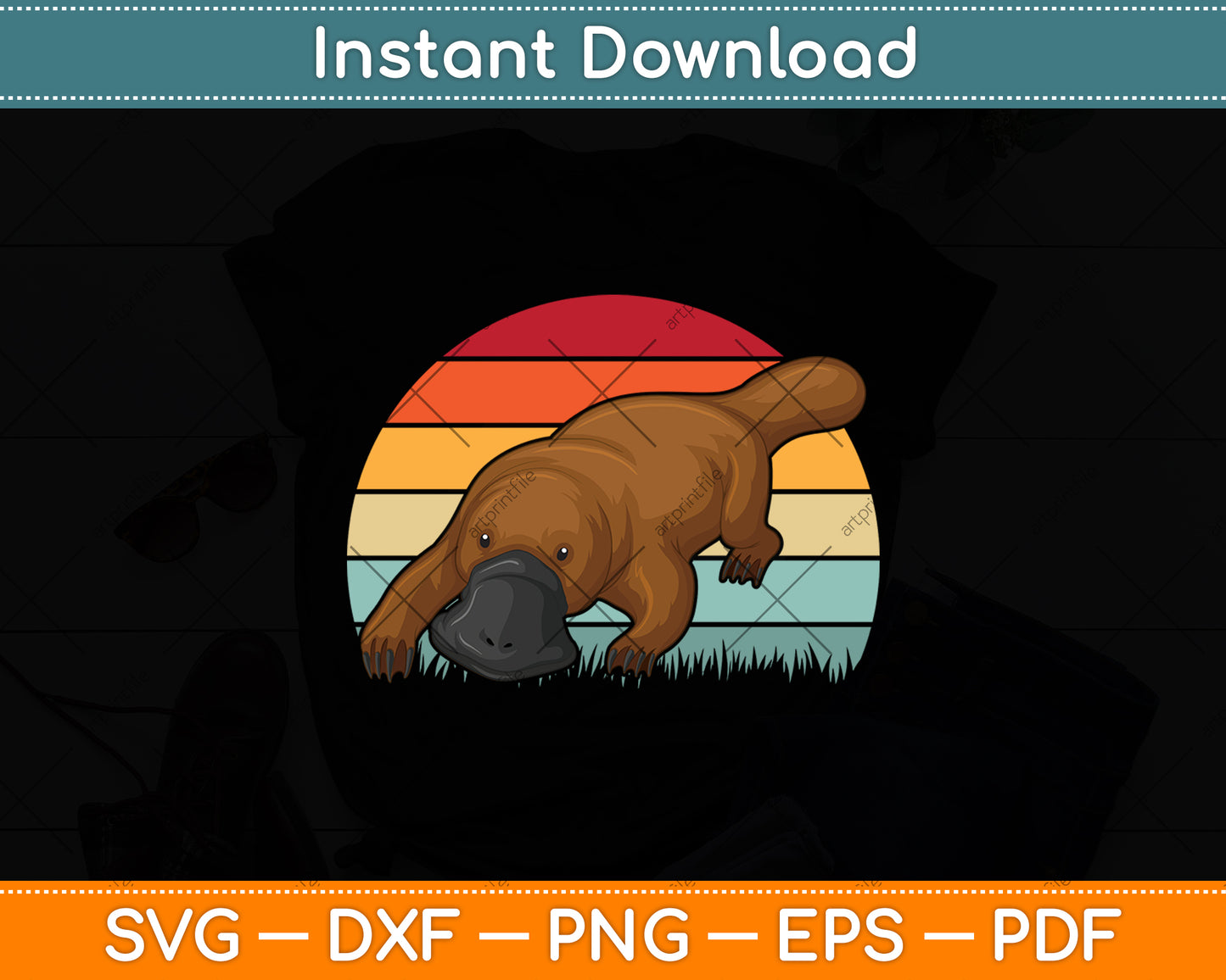 Platypus Awesome Vintage Retro Svg Png Dxf Digital Cutting File