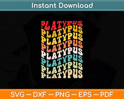 Platypus Groovy Vintage Svg Png Dxf Digital Cutting File