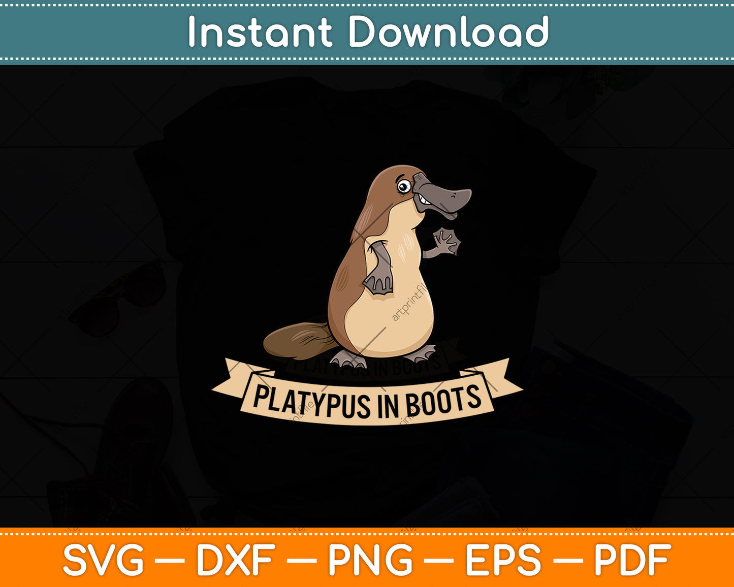 Platypus In Boots Zookeeper Animal Lover Svg Png Dxf Digital Cutting File