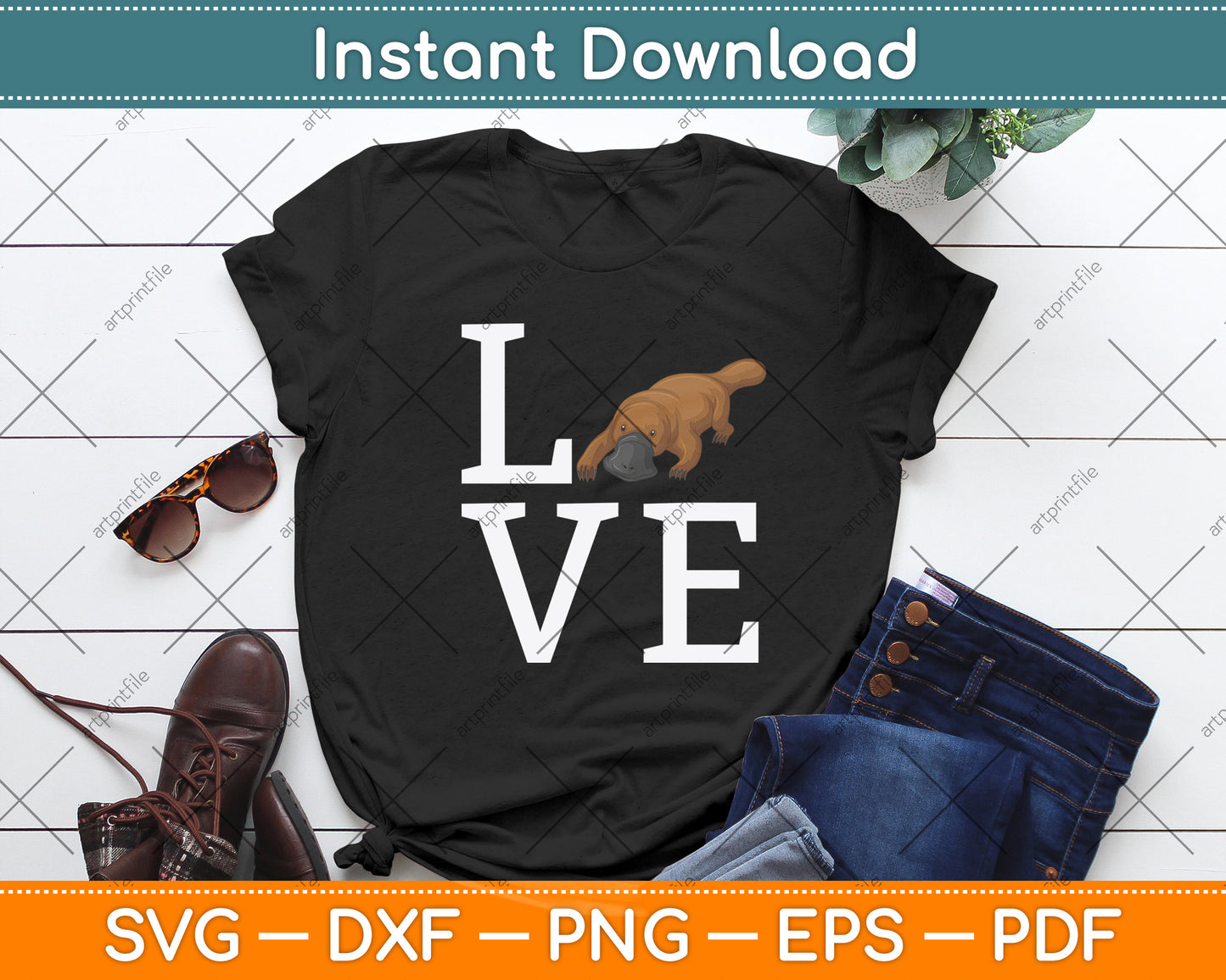Platypus Lover Platypus Love Svg Png Dxf Digital Cutting File