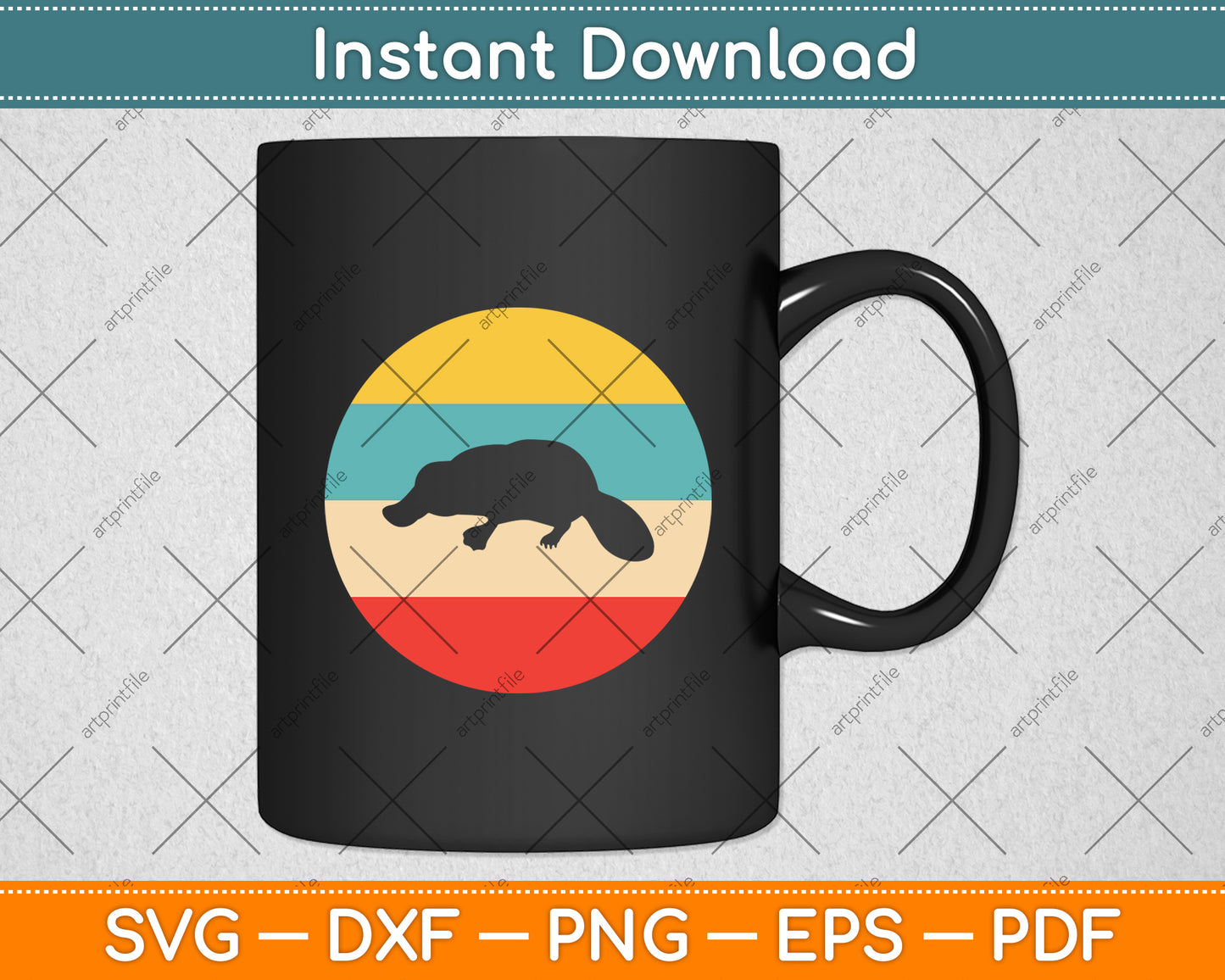 Platypus Retro Vintage Lover Svg Png Dxf Digital Cutting File
