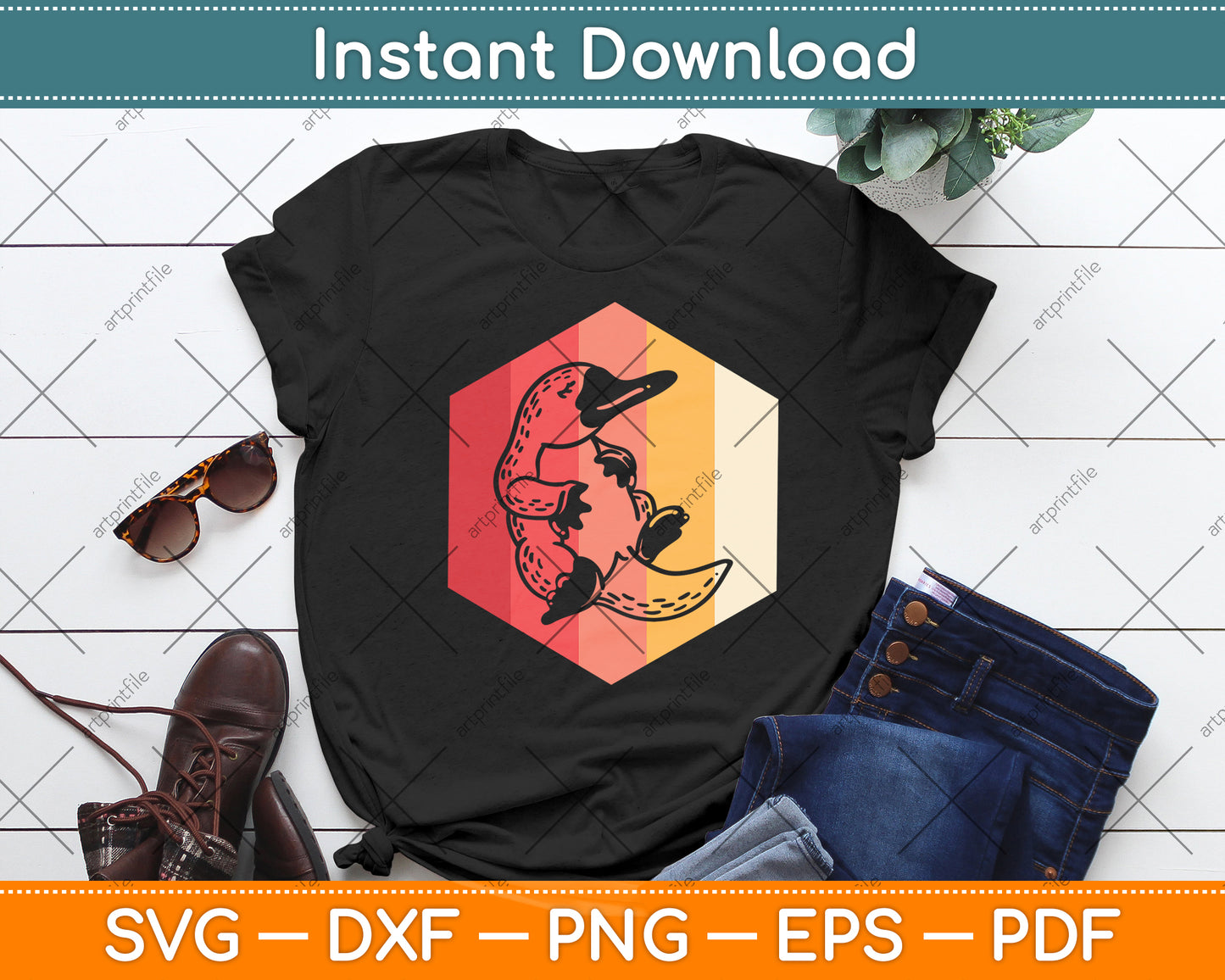 Platypus Retro Vintage Lover Svg Png Dxf Digital Cutting File
