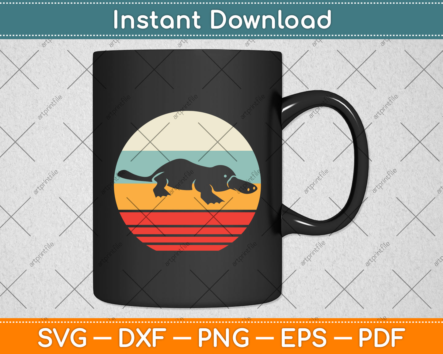 Platypus Retro Vintage Svg Png Dxf Digital Cutting File
