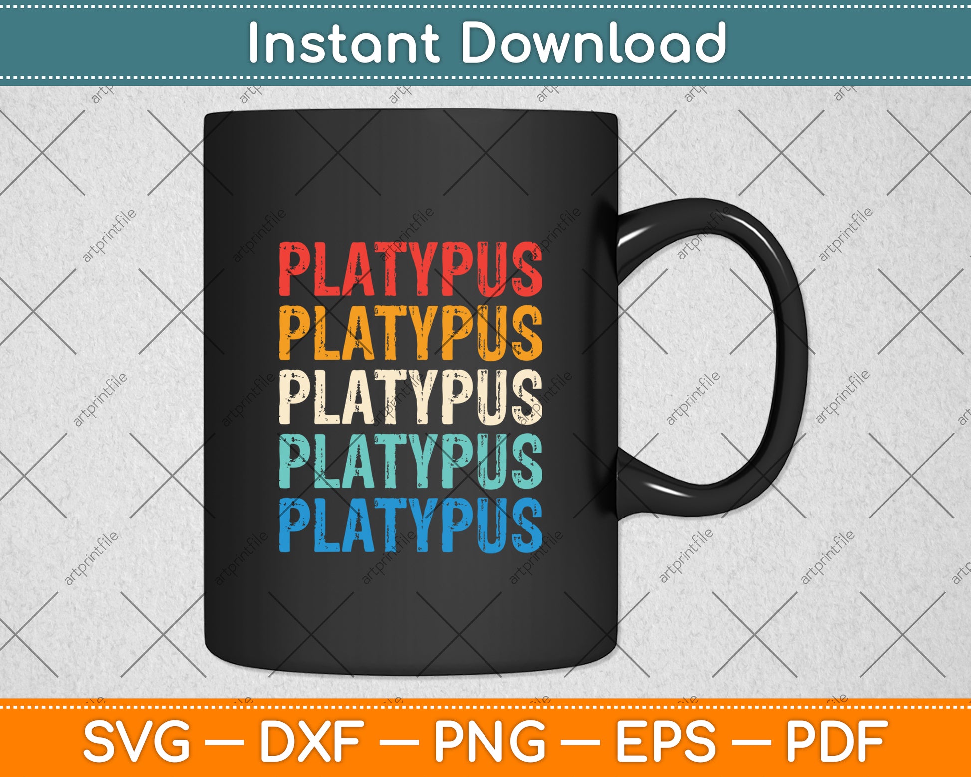 Platypus Retro Vintage Svg Png Dxf Digital Cutting File