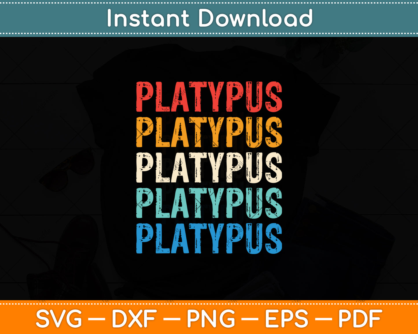 Platypus Retro Vintage Svg Png Dxf Digital Cutting File