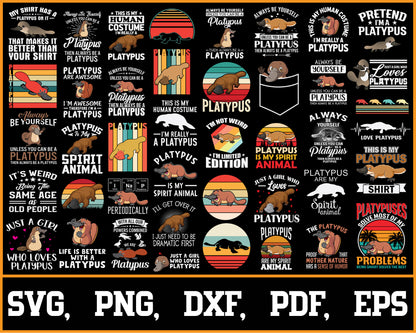 Platypus Svg Design Bundle, Svg Digital Cutting File