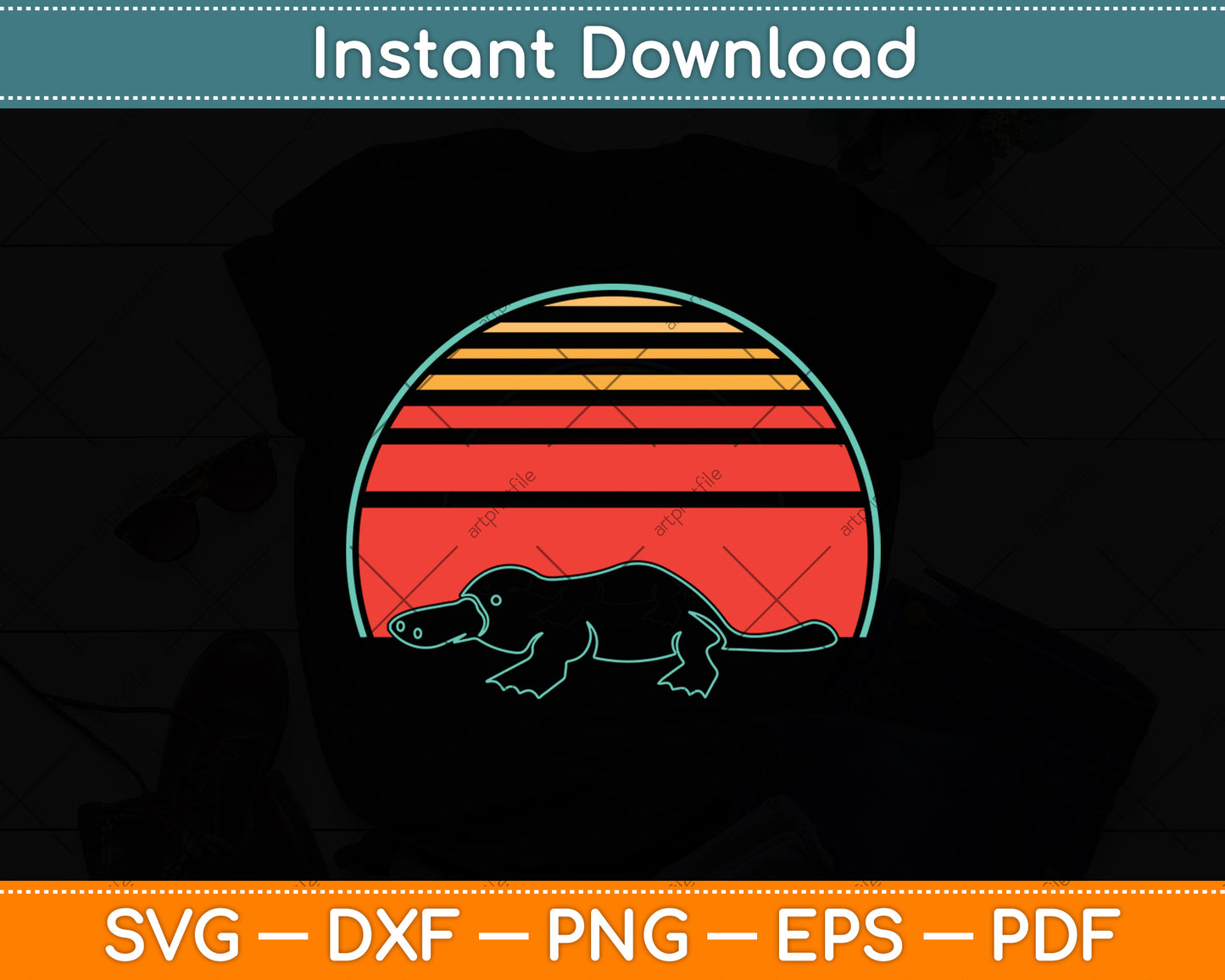 Platypus Vintage Retro Svg Design Digital Cutting File