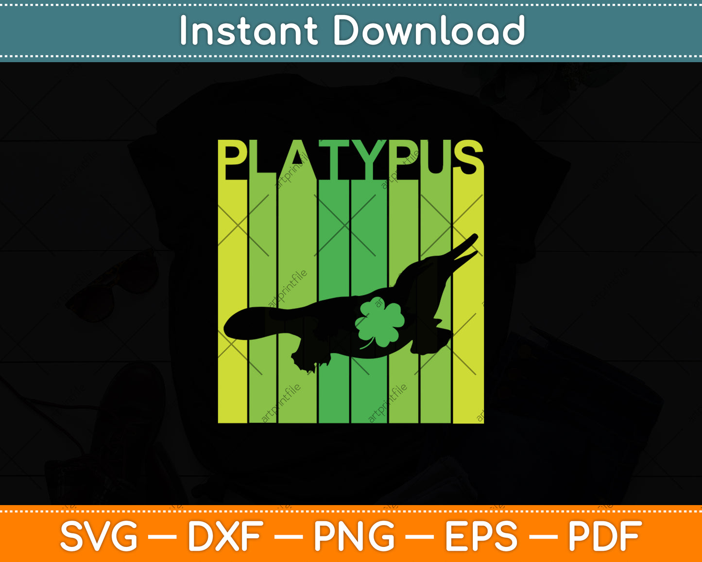 Platypus Vintage Retro Svg Png Dxf Digital Cutting File