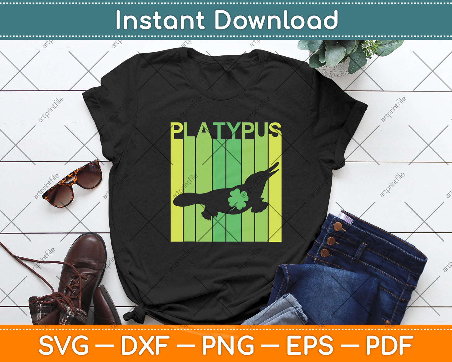 Platypus Vintage Retro Svg Png Dxf Digital Cutting File