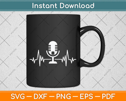 Podcast Heartbeat Podcast Headphones Svg Png Dxf Digital Cutting File