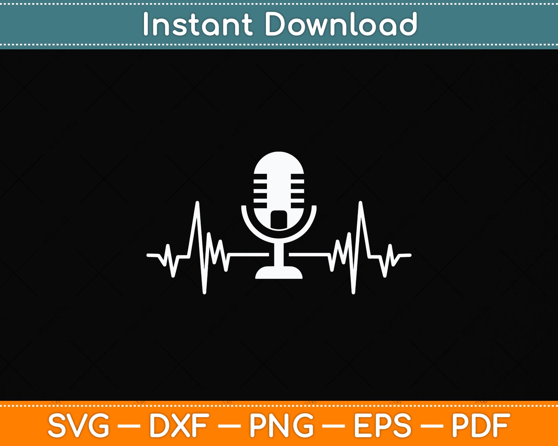 Podcast Heartbeat Podcast Headphones Svg Png Dxf Digital Cutting File