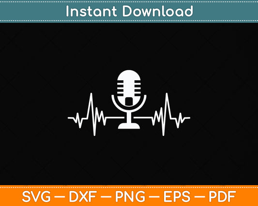 Podcast Heartbeat Podcast Headphones Svg Png Dxf Digital Cutting File