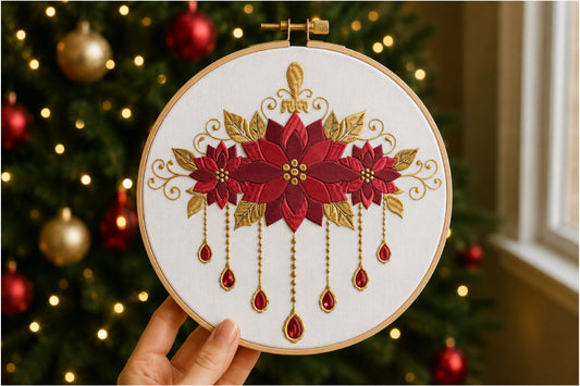 Christmas Poinsettia Embroidery Design