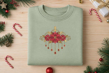 Christmas Poinsettia Embroidery Design
