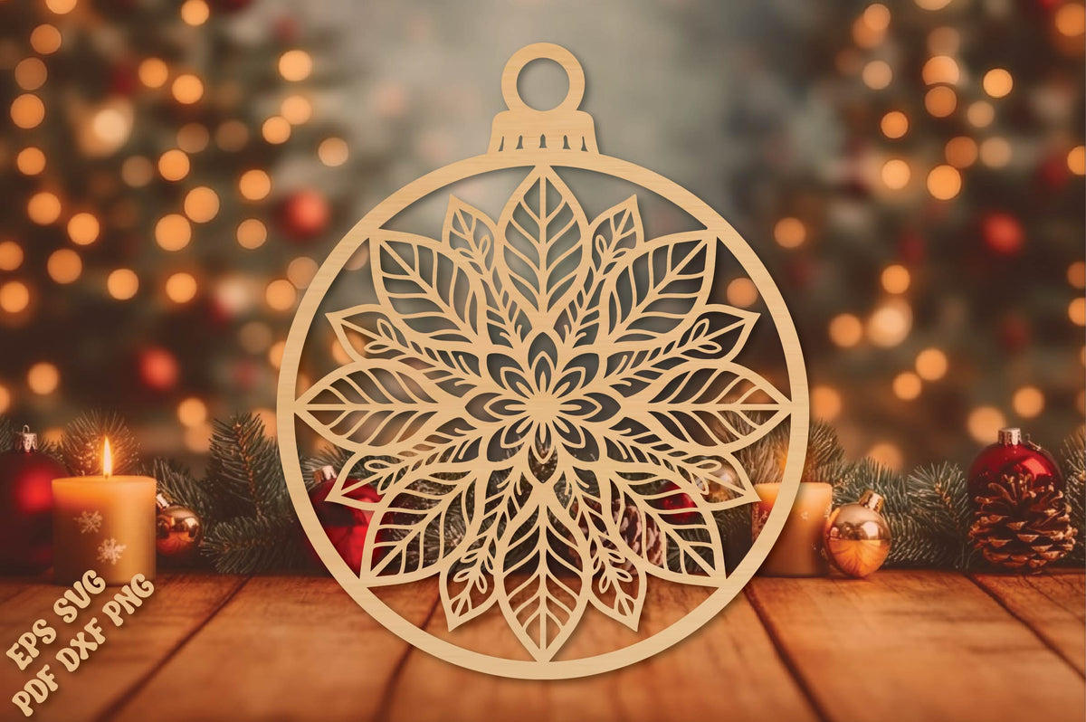 Poinsettia Christmas Ornament SVG
