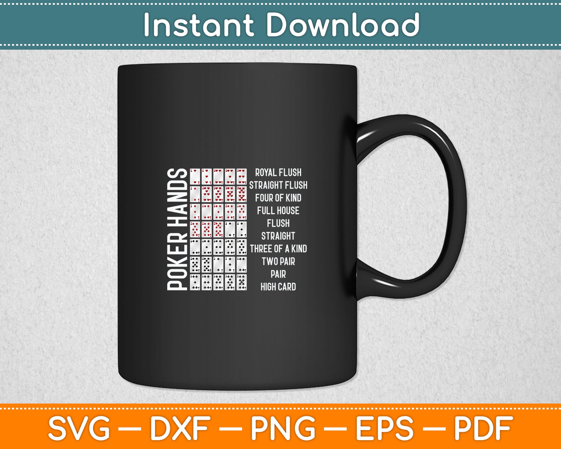Poker Hands Cheat Sheet Card Casino Games Funny Player Gift Svg Digital Cutting File
