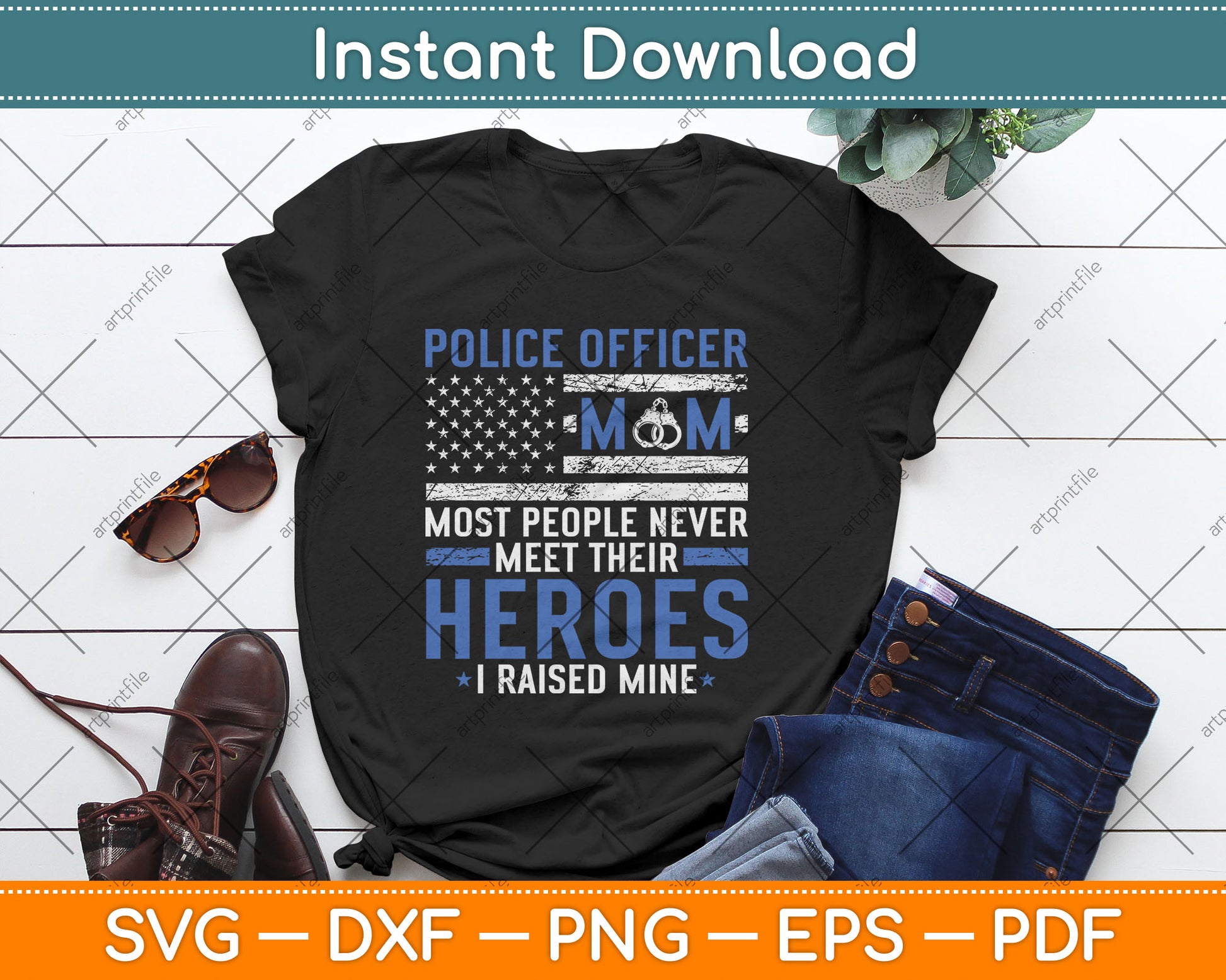 Police Mom Art For Cop Mother Women Police Officer Lovers Svg Digital Cutting File