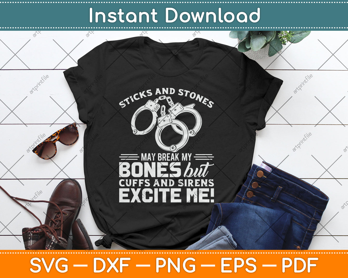 Police Officer Cuffs And Sirens Excite Me Funny Svg Digital Cutting File