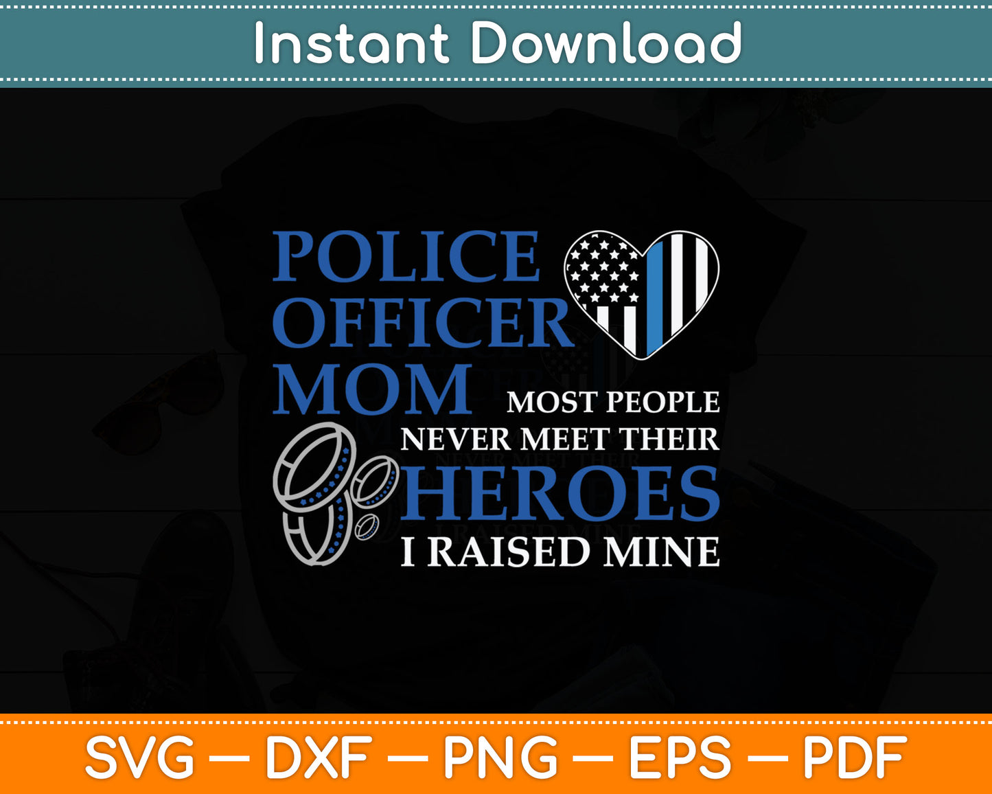 Police Officer Mom - Thin Blue Line Family Svg Digital Cutting File