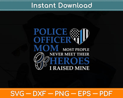 Police Officer Mom - Thin Blue Line Family Svg Digital Cutting File