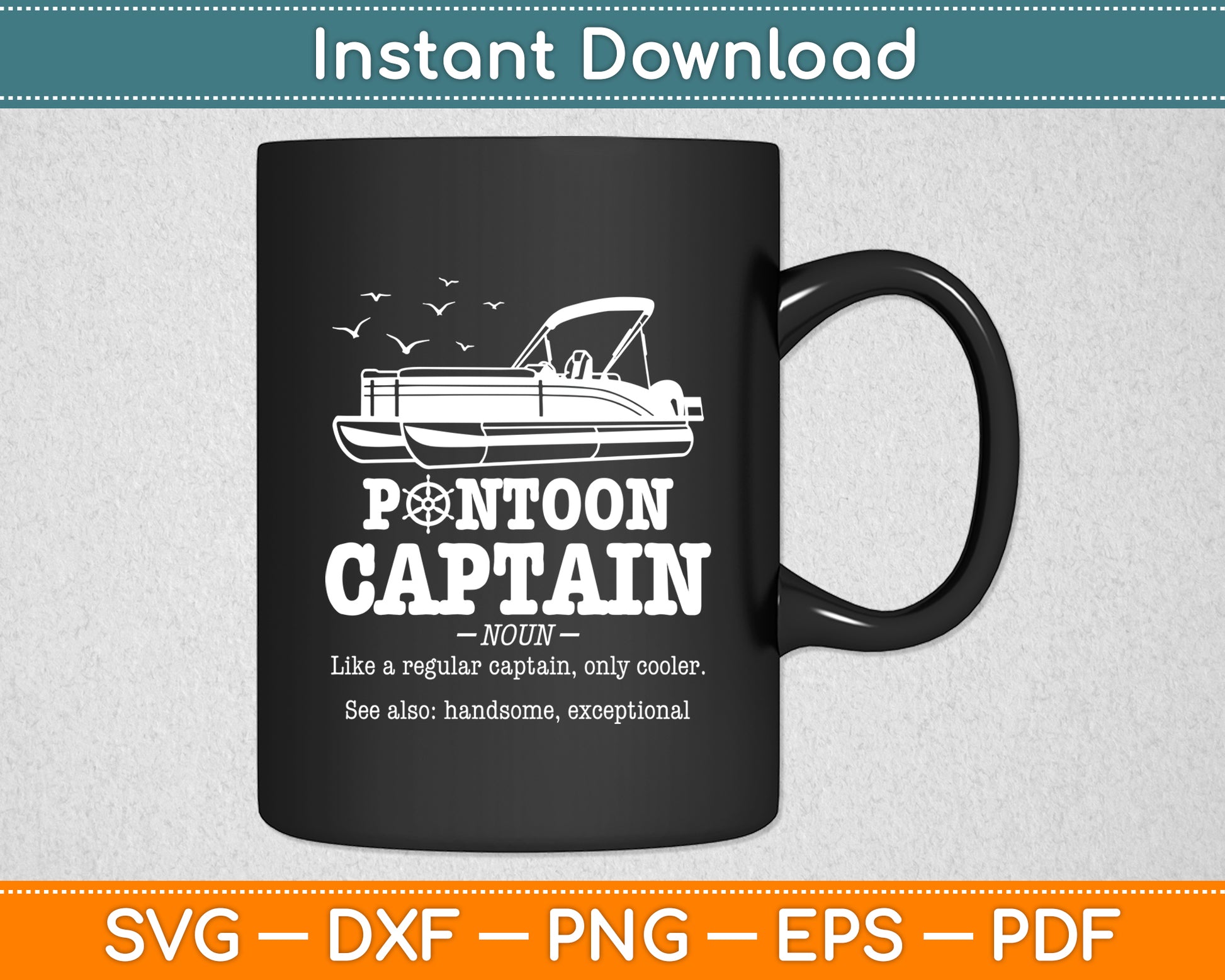 Pontoon Captain Definition Pontoon Boat Boating Funny Svg Digital Cutting File