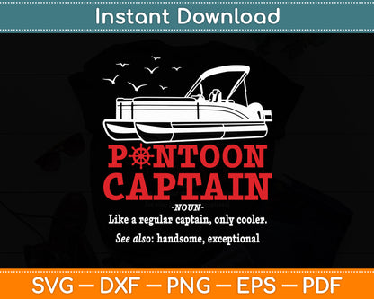 Pontoon Captain Definition Pontoon Boat Boating Funny Svg Digital Cutting File