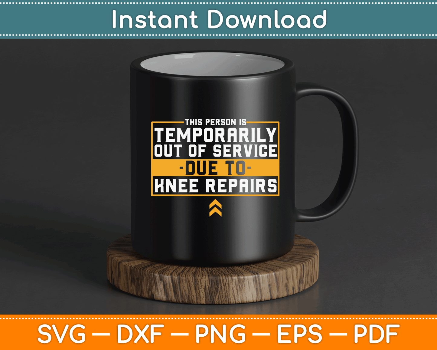 Humorous knee replacement SVG design for recovery apparel and support gifts