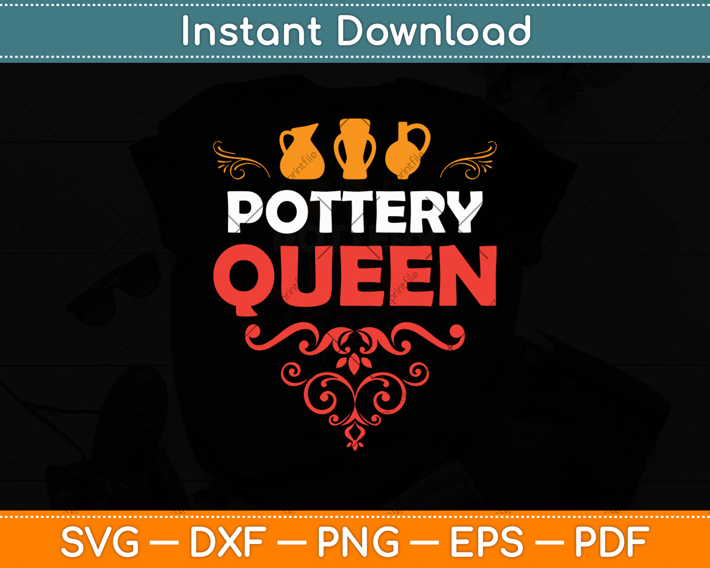 Pottery Queen - Pottery Ceramic Artist Potter Ceramicist Svg Digital Cutting File
