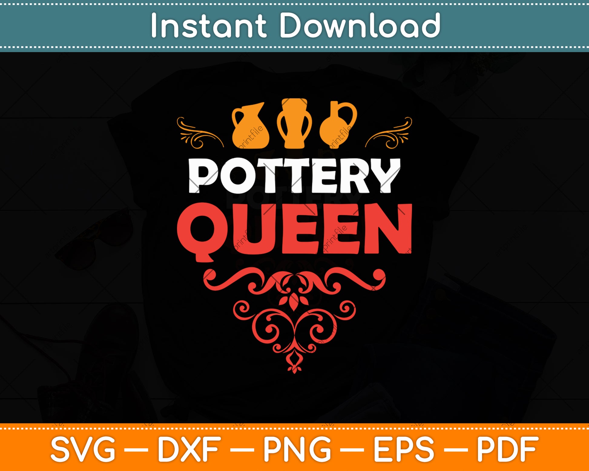 Pottery Queen - Pottery Ceramic Artist Potter Ceramicist Svg Digital Cutting File
