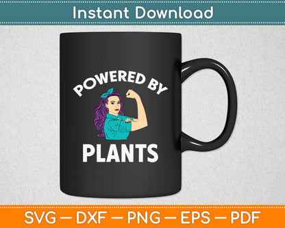 Powered By Plants Retro Women's Vegan Fitness Svg Digital Cutting File