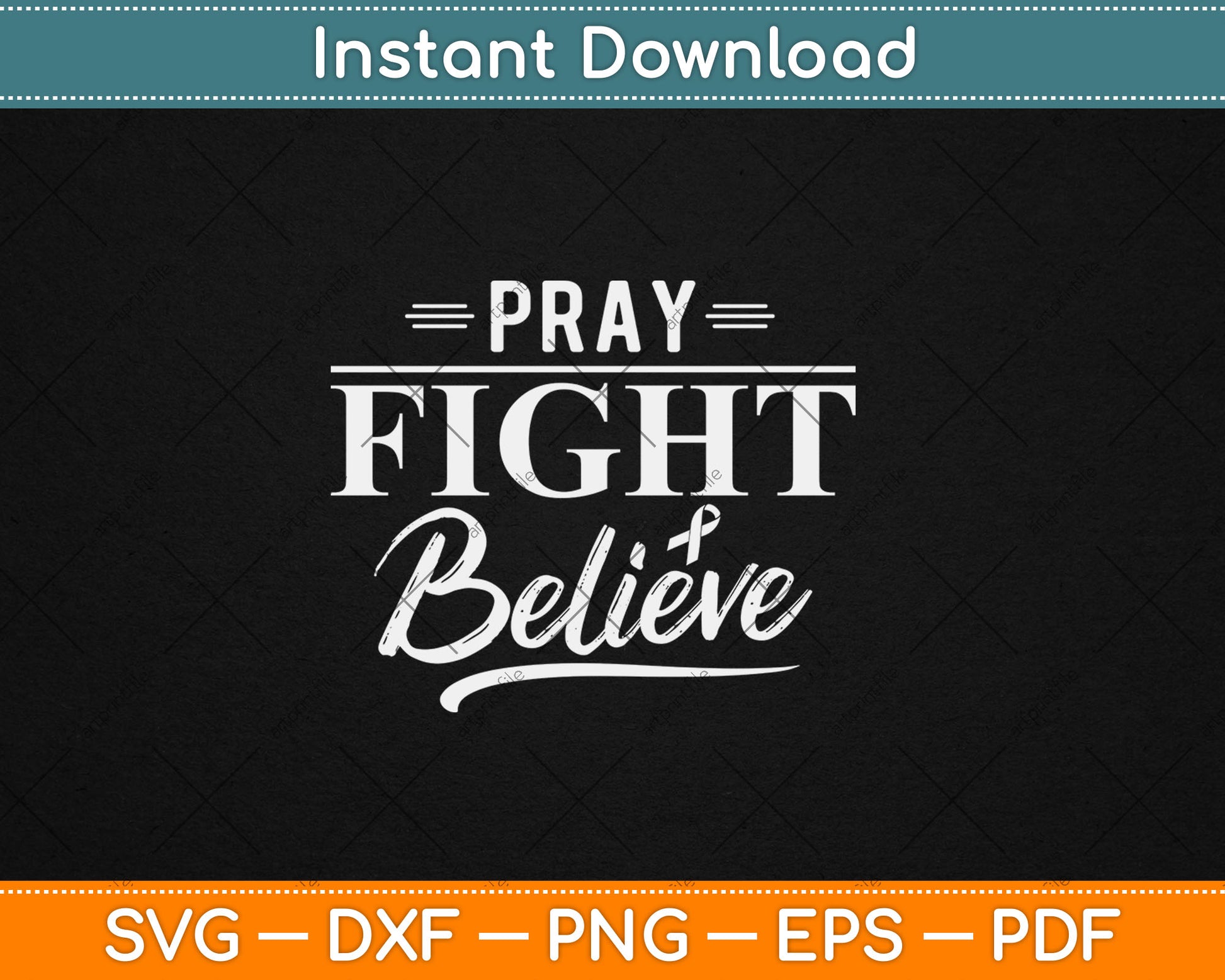 Pray Fight Believe October Breast Cancer Awareness Svg Digital Cutting File