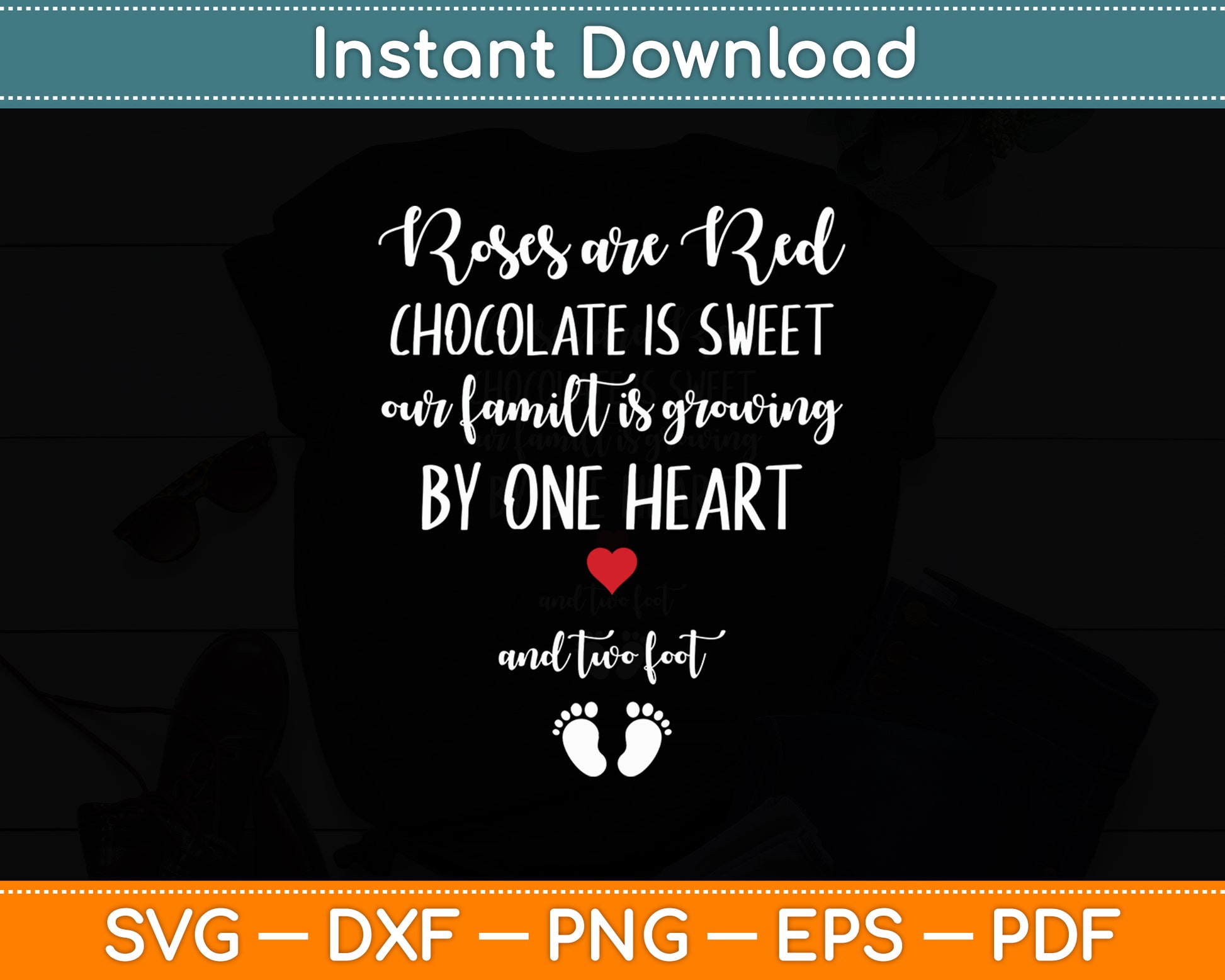 Pregnant Mom Valentine's Day Pregnancy Reveal Announcement Svg Digital Cutting File