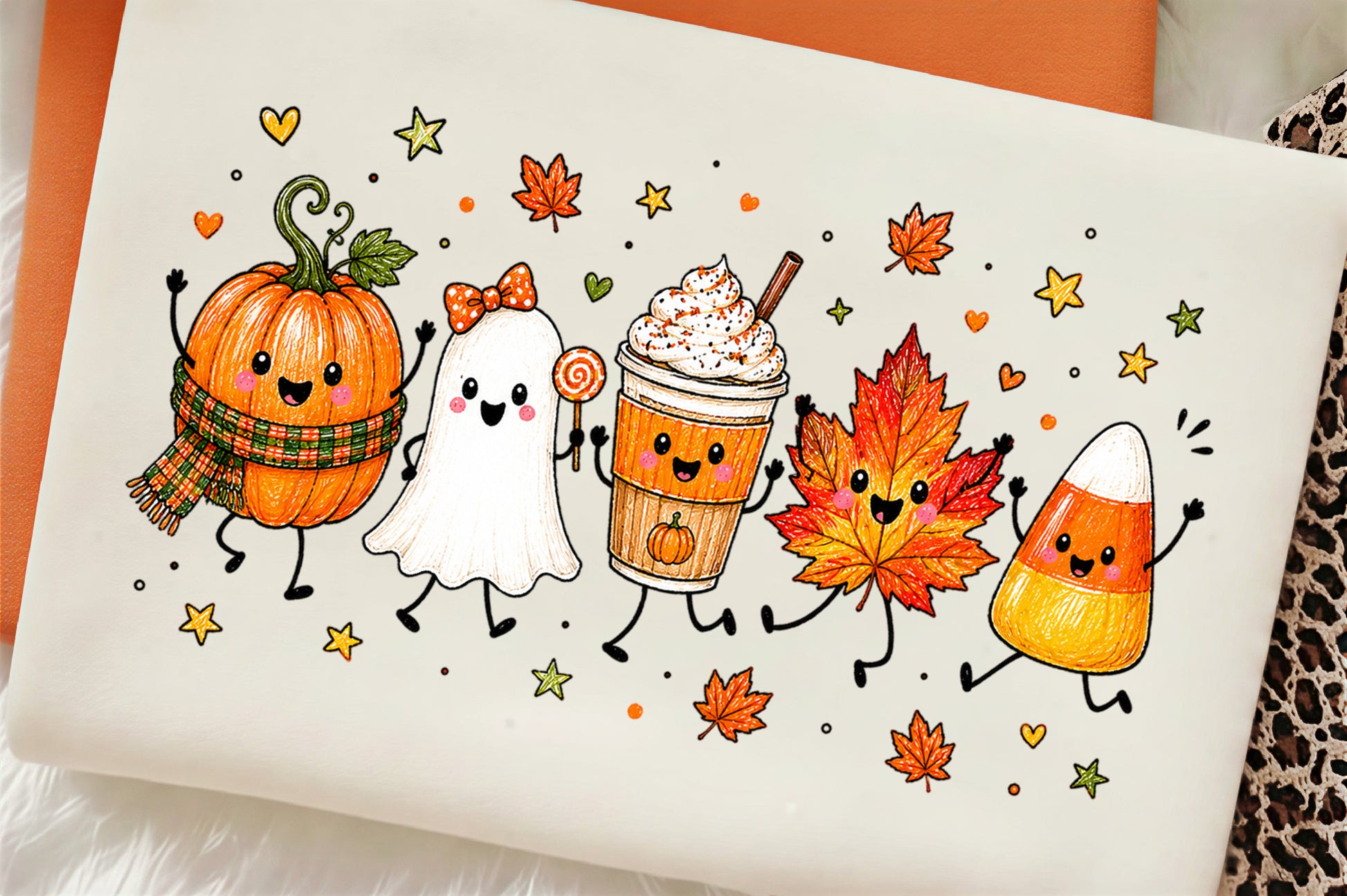 Preppy Autumn Pumpkin PNG Bundle Cute Fall Halloween Thanksgiving Clipart
