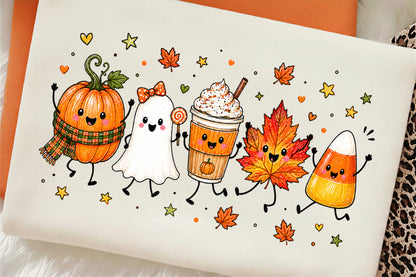 Preppy Autumn Pumpkin PNG Bundle Cute Fall Halloween Thanksgiving Clipart