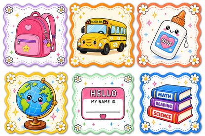 Preppy Back to School Frames PNG Teacher Sublimation Bundle