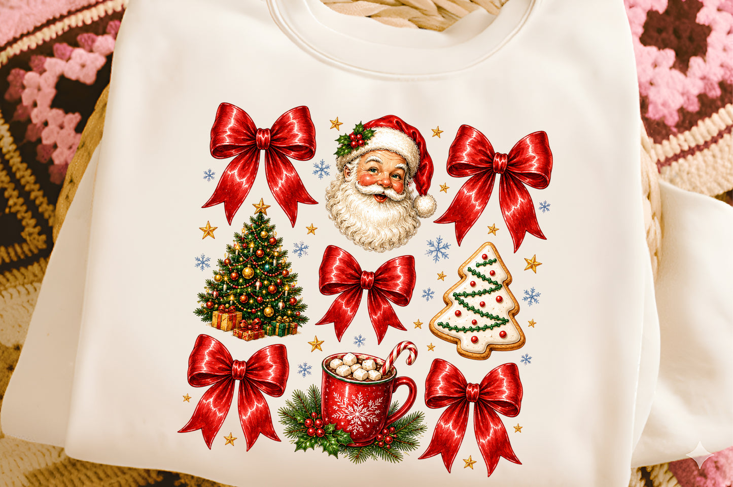 Preppy Christmas Coquette Bow PNG | Red Bow Santa Holiday Clipart